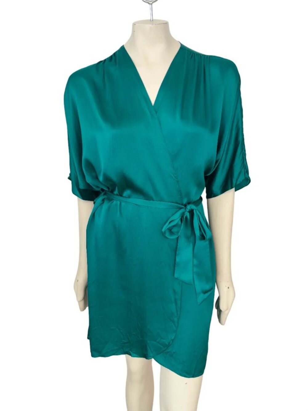 VTG FANTASIES by MORGAN TAYLOR 100% Silk Belted Robe in Teal OS